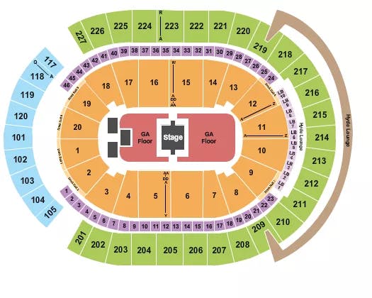 T MOBILE ARENA ZACH BRYAN Seating Map Seating Chart