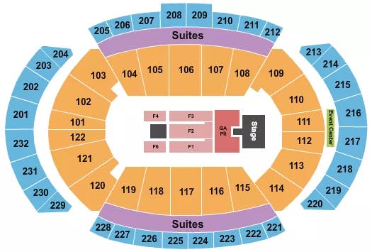 T MOBILE CENTER ENDSTAGE GA PIT CATWALK 2 Seating Map Seating Chart