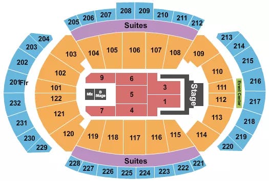 T MOBILE CENTER JELLY ROLL Seating Map Seating Chart