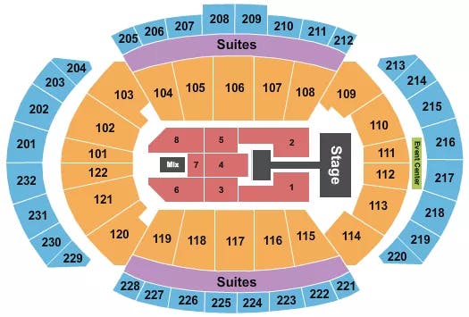 T MOBILE CENTER KIRK FRANKLIN Seating Map Seating Chart