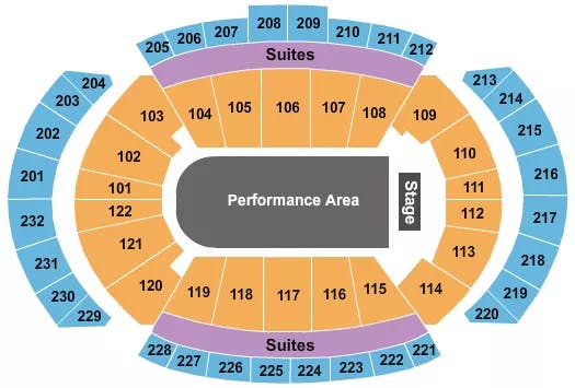 T MOBILE CENTER PERFORMANCE AREA Seating Map Seating Chart
