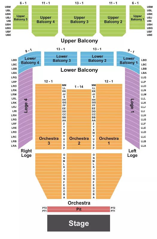  END STAGE COMBINED PIT Seating Map Seating Chart