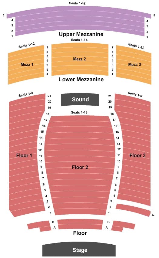 THE AVALON THEATRE CO END STAGE Seating Map Seating Chart