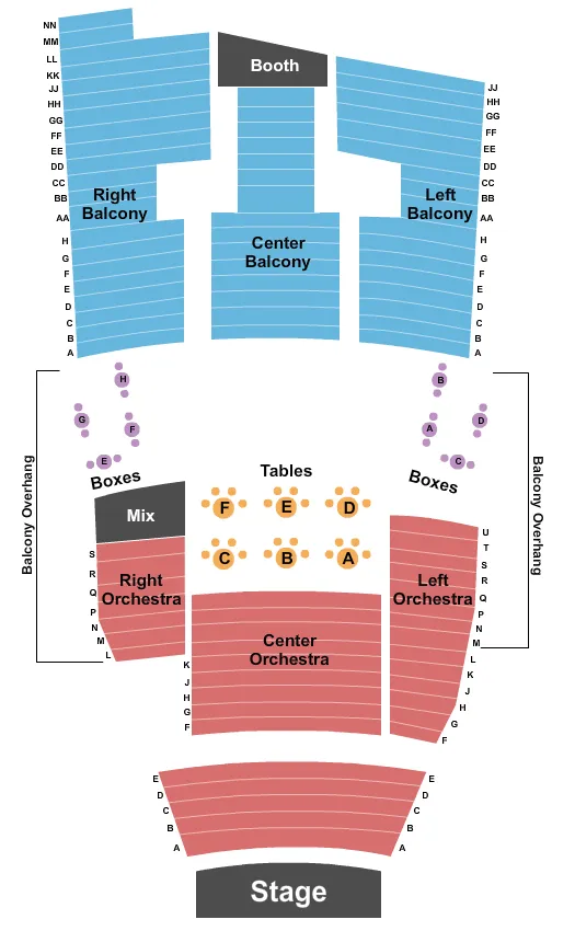 THE CABOT CABOT PERFORMING ARTS CENTER ENDSTAGE 2 Seating Map Seating Chart