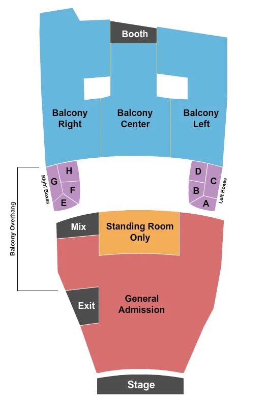 THE CABOT CABOT PERFORMING ARTS CENTER ENDSTAGE GA FLOOR 2 Seating Map Seating Chart