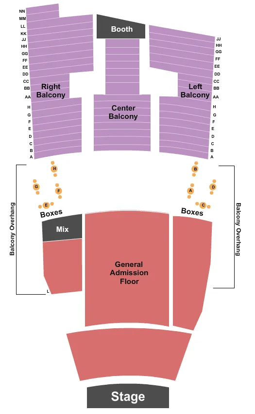 THE CABOT CABOT PERFORMING ARTS CENTER ENDSTAGE GA FLOOR Seating Map Seating Chart