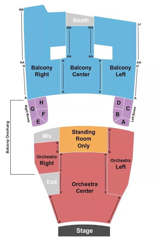 THE CABOT CABOT PERFORMING ARTS CENTER ENDSTAGE RSVD GA Seating Map Seating Chart