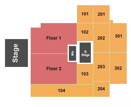 THE FILLMORE CHARLOTTE ENDSTAGE RSV W B STAGE Seating Map Seating Chart