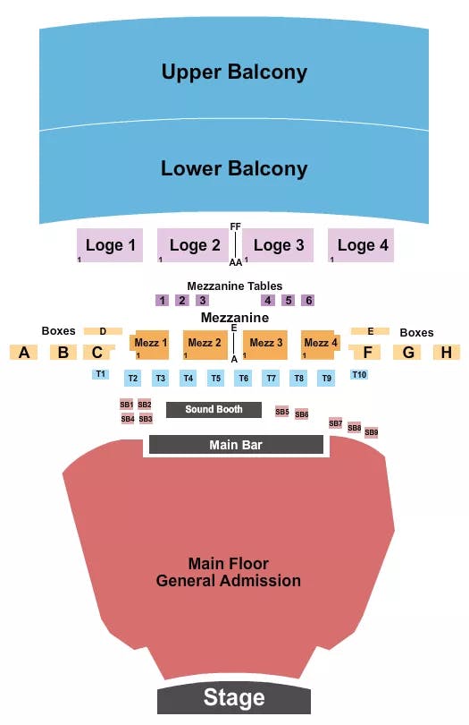 THE FILLMORE DETROIT ENDSTAGE GA FLOOR GA BALCONY 2 Seating Map Seating Chart