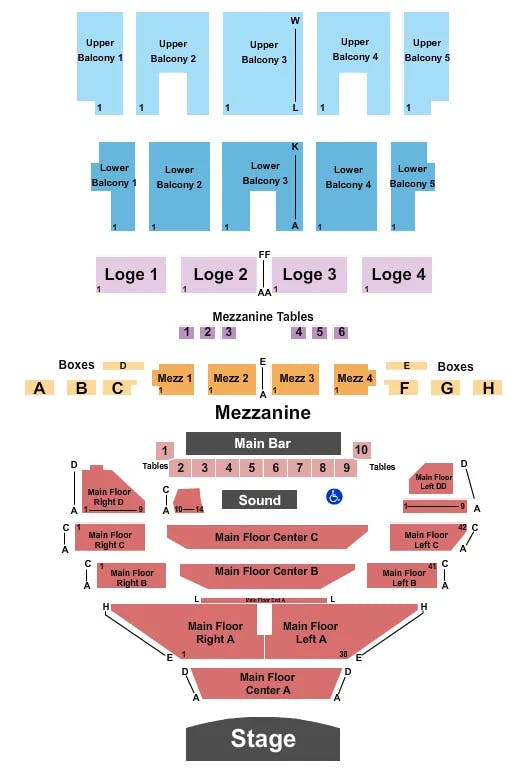THE FILLMORE DETROIT ENDSTAGE RSV ALL Seating Map Seating Chart