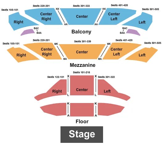 THE MANSION MO END STAGE Seating Map Seating Chart