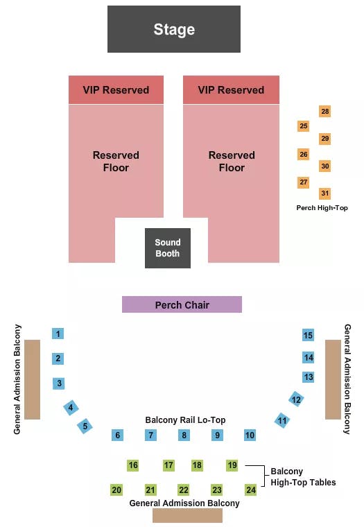  ENDSTAGE RESERVED VIP Seating Map Seating Chart