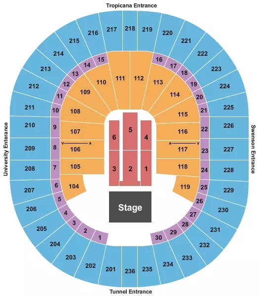 THOMAS MACK CENTER ENDSTAGE 3 Seating Map Seating Chart