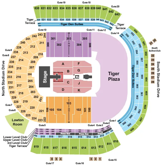 TIGER STADIUM BATON ROUGE GARTH BROOKS Seating Map Seating Chart