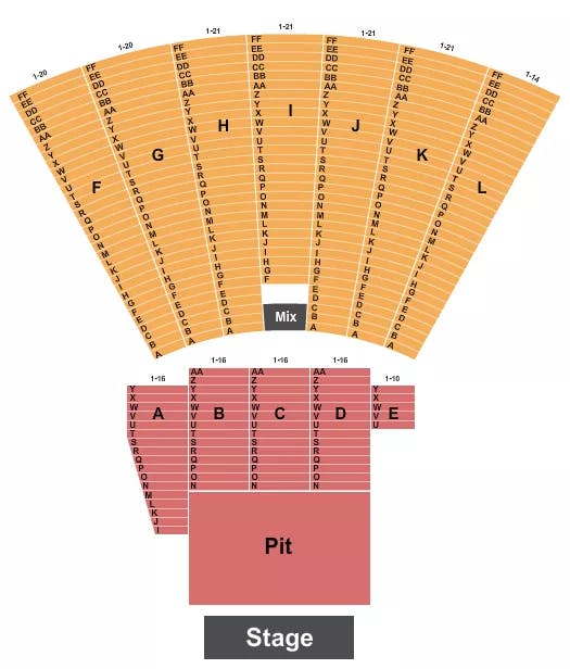  END STAGE PIT Seating Map Seating Chart