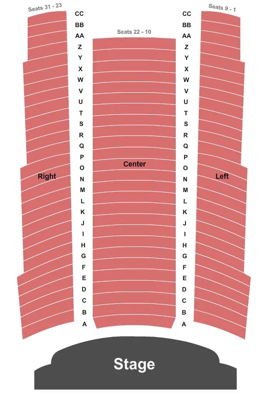 TOWER THEATRE FRESNO END STAGE Seating Map Seating Chart