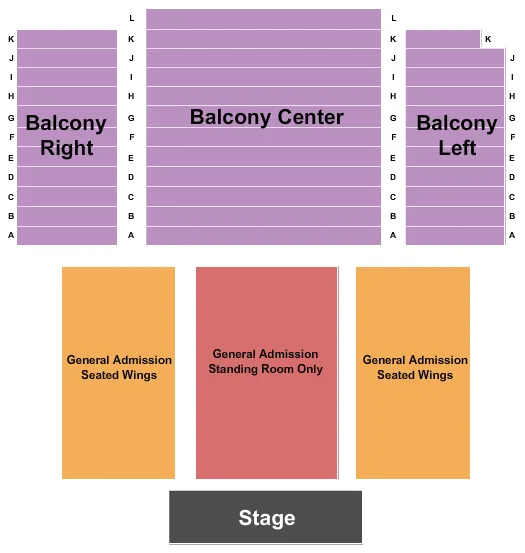 TOWER THEATRE OK GA SRO FLR RSV BALC Seating Map Seating Chart