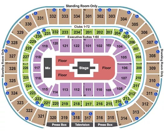  ZACH BRYAN Seating Map Seating Chart