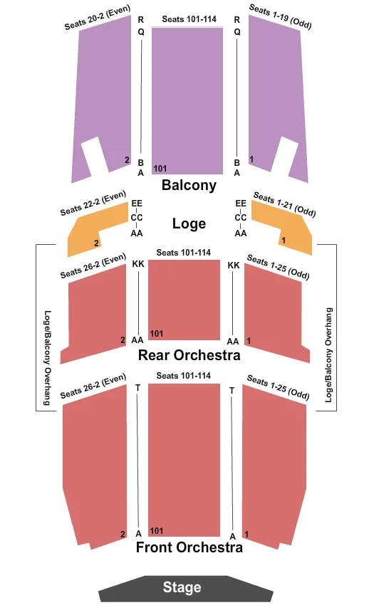  MAIN STAGE THEATER Seating Map Seating Chart