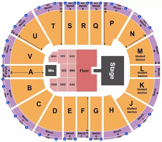  CAGE THE ELEPHANT Seating Map Seating Chart