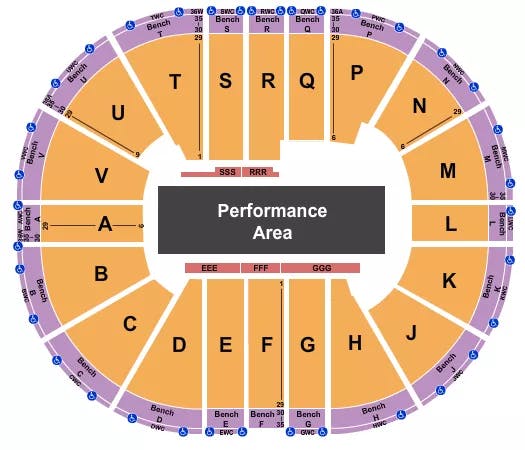  PERFORMANCE AREA Seating Map Seating Chart