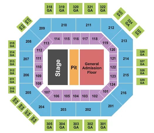  GA FLOOR AND PIT Seating Map Seating Chart
