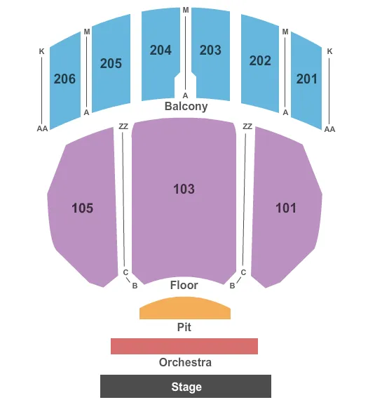 WARNER THEATRE PA END STAGE FULL HOUSE Seating Map Seating Chart