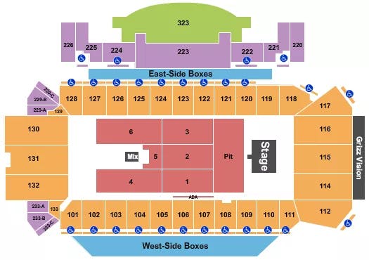 WASHINGTON GRIZZLY STADIUM PEARL JAM Seating Map Seating Chart