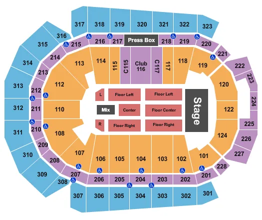 WELLS FARGO ARENA IA END STAGE 2 Seating Map Seating Chart