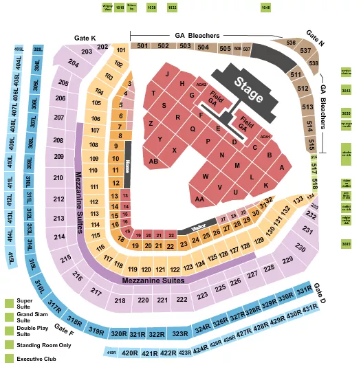  LUKE BRYAN 2 Seating Map Seating Chart