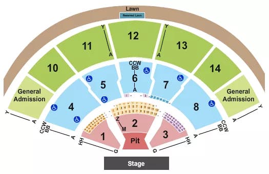 XFINITY CENTER MA ENDSTAGE PIT RESERVED GA 2 Seating Map Seating Chart