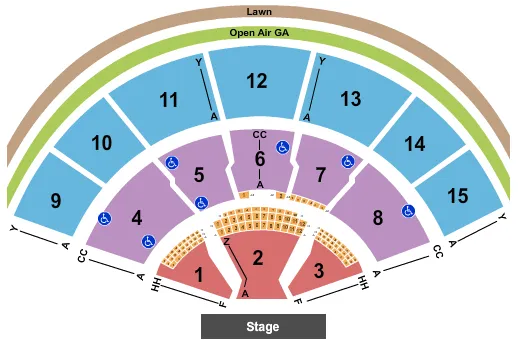 XFINITY CENTER MA END STAGE Seating Map Seating Chart