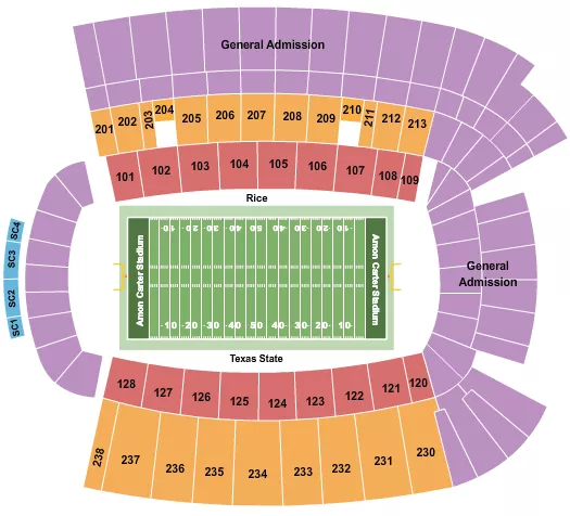 ARMED FORCES BOWL Seating Map Seating Chart