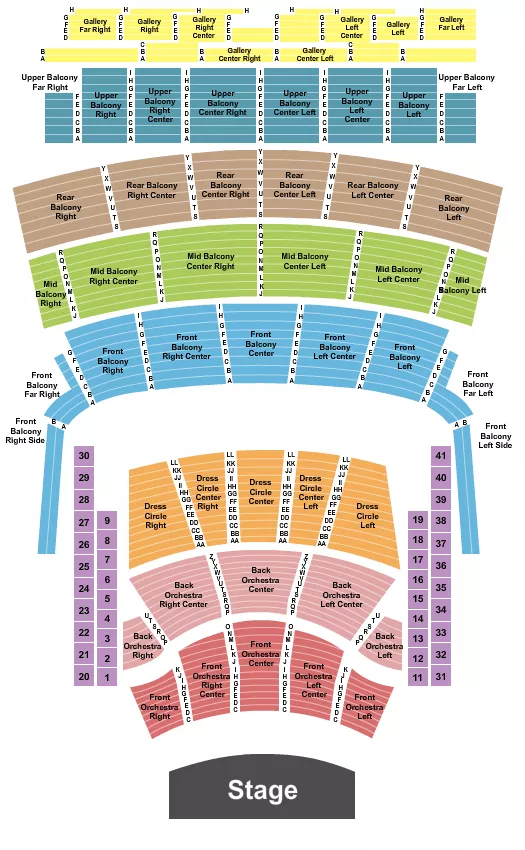 AUDITORIUM THEATRE IL ENDSTAGE NO PIT ROW C Seating Map Seating Chart