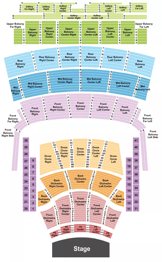 AUDITORIUM THEATRE IL ENDSTAGE PIT Seating Map Seating Chart