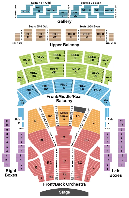 AUDITORIUM THEATRE IL ENDSTAGE Seating Map Seating Chart