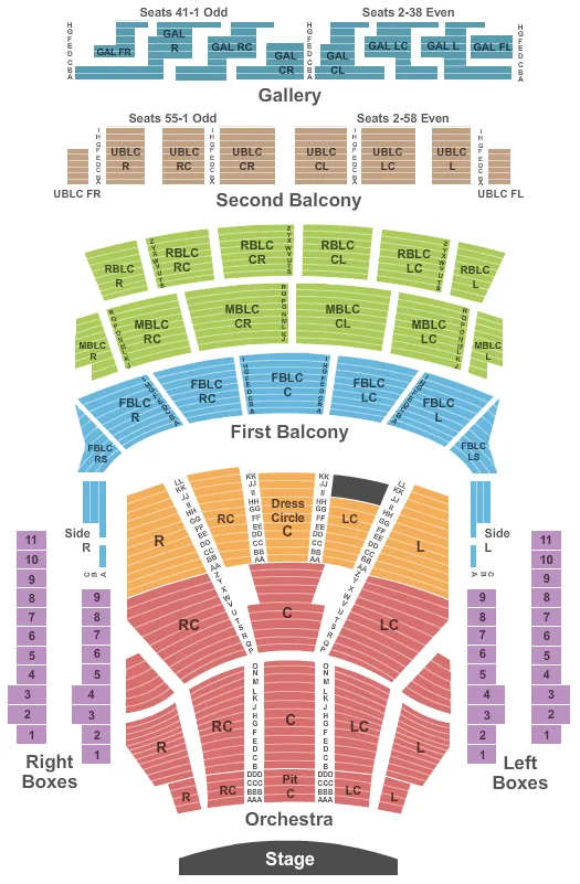 AUDITORIUM THEATRE IL END STAGE Seating Map Seating Chart