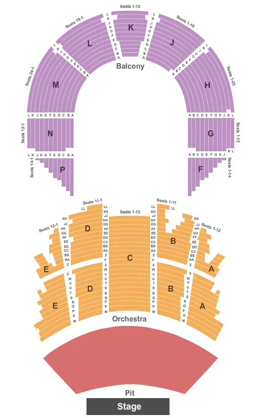 END STAGE PIT Seating Map Seating Chart
