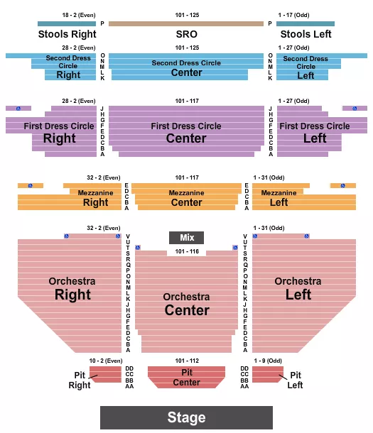 END STAGE Seating Map Seating Chart