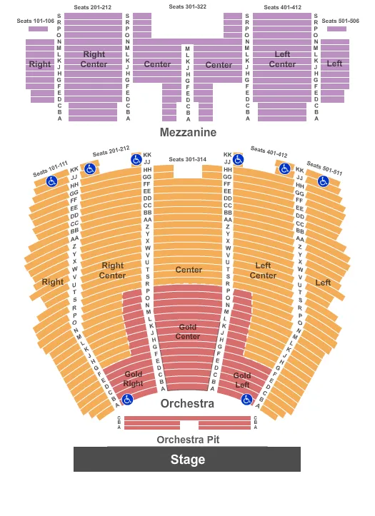 CENTENNIAL HALL AZ END STAGE Seating Map Seating Chart