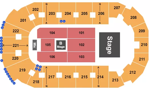 COVELLI CENTRE YOUNGSTOWN ENDSTAGE W B STAGE Seating Map Seating Chart