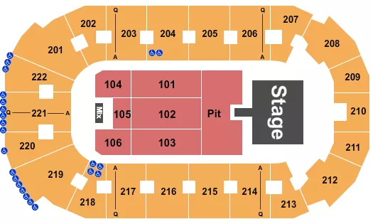 COVELLI CENTRE YOUNGSTOWN ENDSTAGE GA PIT W CATWALK Seating Map Seating Chart