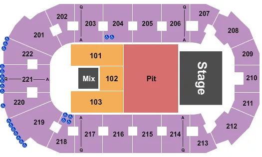 COVELLI CENTRE YOUNGSTOWN FIVE FINGER DEATH PUNCH Seating Map Seating Chart