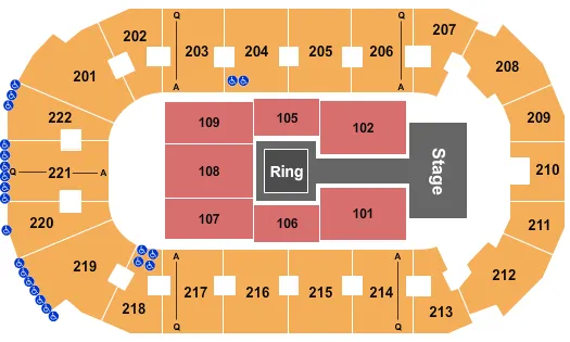 COVELLI CENTRE YOUNGSTOWN WWE2 Seating Map Seating Chart