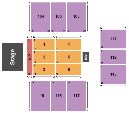 CROWN ARENA THE CROWN CENTER END STAGE Seating Map Seating Chart