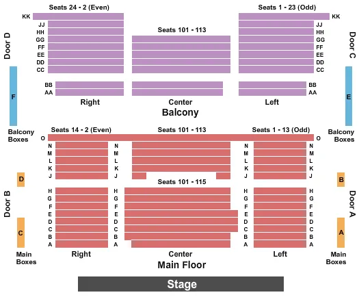 END STAGE Seating Map Seating Chart