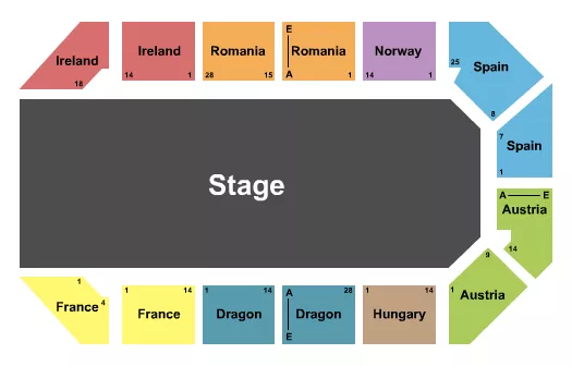 EXCALIBUR ARENA AT EXCALIBUR HOTEL CASINO OPEN FLOOR Seating Map Seating Chart