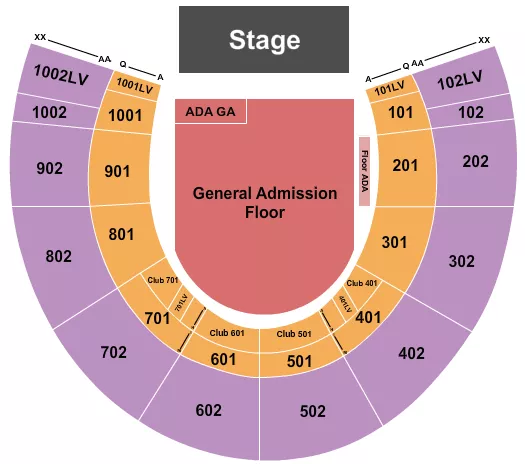 ENDSTAGE GA FLOOR Seating Map Seating Chart