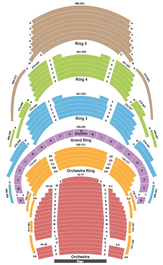 END STAGE Seating Map Seating Chart