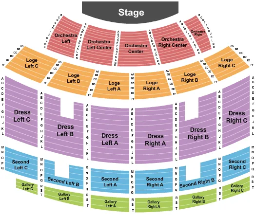 END STAGE Seating Map Seating Chart
